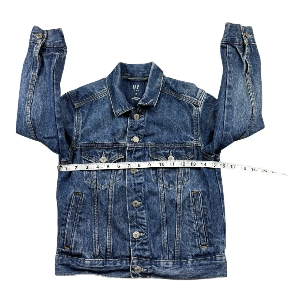 GAP Kids Denim Jacket Size M Classic Blue Jean‎ Trucker Button Front